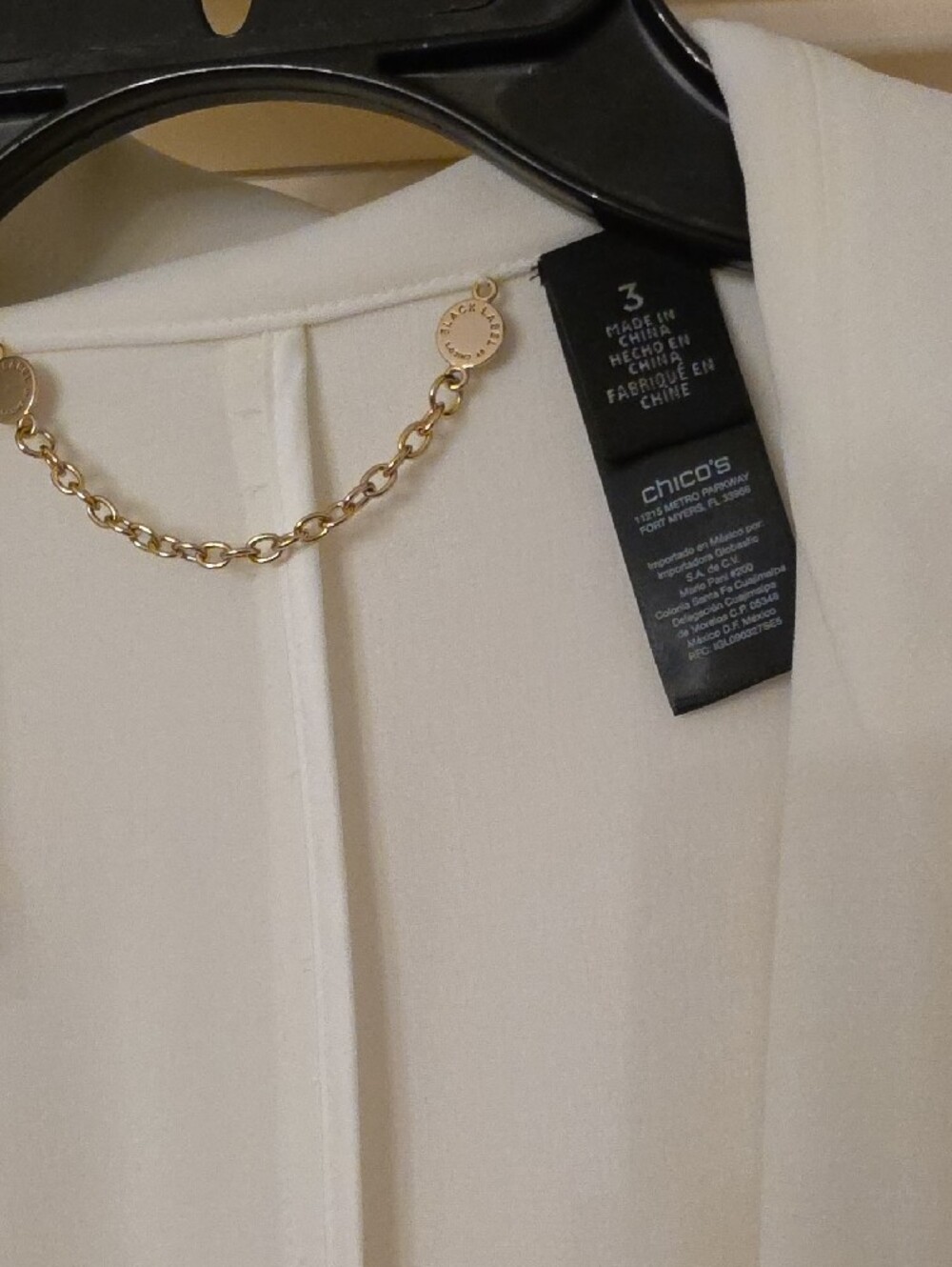 Chico's Cream Draped Open-Front Robe - Picture 3 of 6